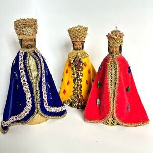 Vintage Mrs. Butterworth Three Wise Men Handmade Decorated Costume Jewlery